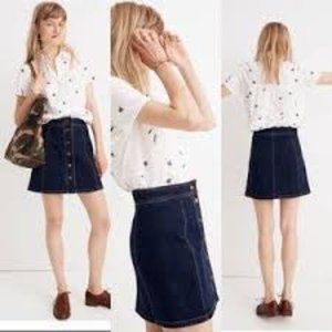 Madewell 70s Retro Stretch Button Front Denim A-Line Mini Skirt